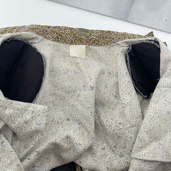 Vintage Olive Green Cropped Shirt Jacket M Floral Paisley Button Front Light - Picture 13 of 16